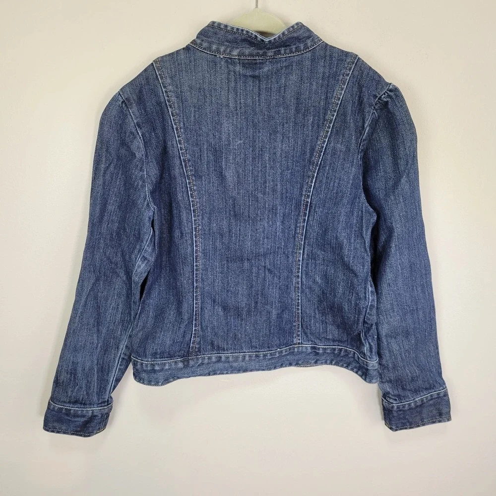 Gymboree Floral Embroidered Button Front Blue Denim Jacket Girls‎ Size 9